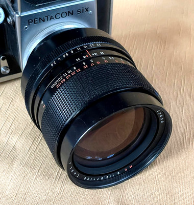 Carl Zeiss Jena MC  Sonnar 180mm f/2.8 Pentacon Six, Hood, Nikon F Adapter, Caps