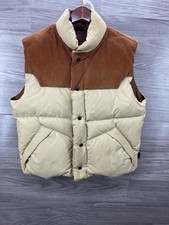 Vintage Pacific Trail Men's Reversible Puffer Vest Size XL Beige Corduroy Snaps
