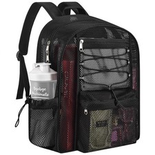 Mesh Backpack Heavy Duty for School, 24L Large Mesh Bookbag for Adults, Black...