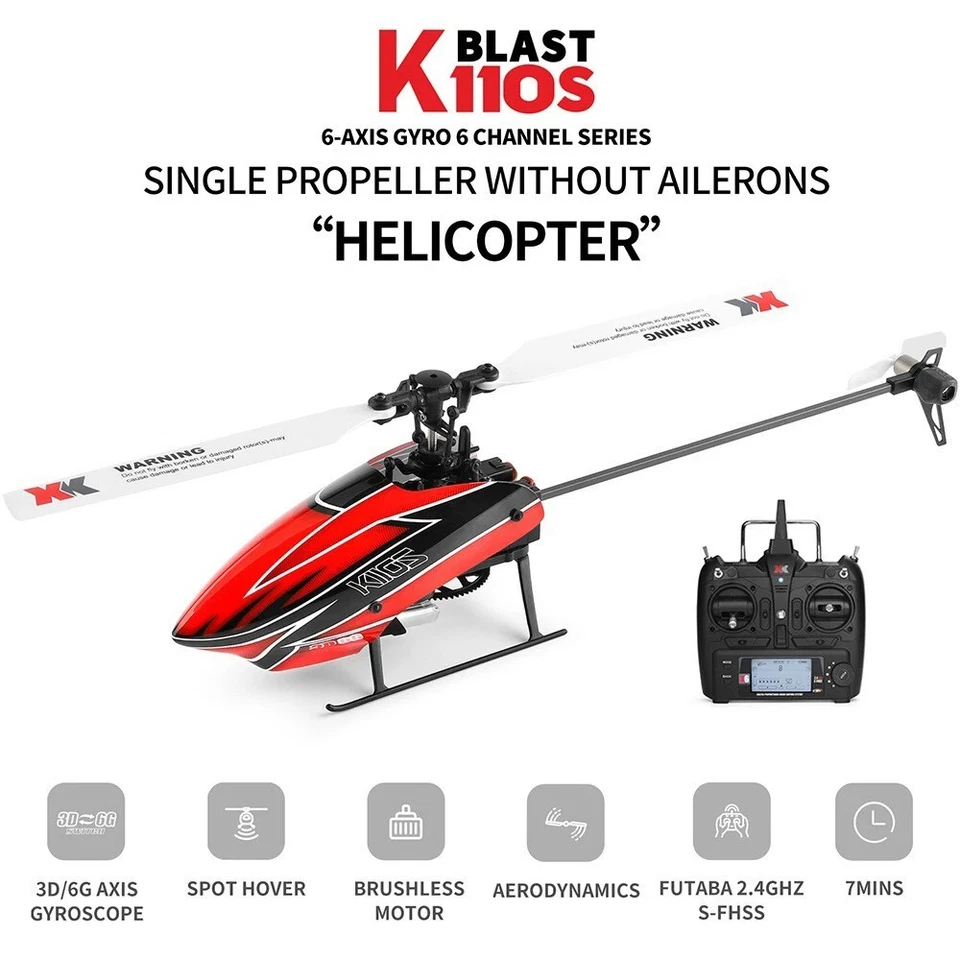 WLtoys XKS K110S Brushless RC Helicopter for Adults, 3D/6G Mode, 6-Channel - Image 2 of 4