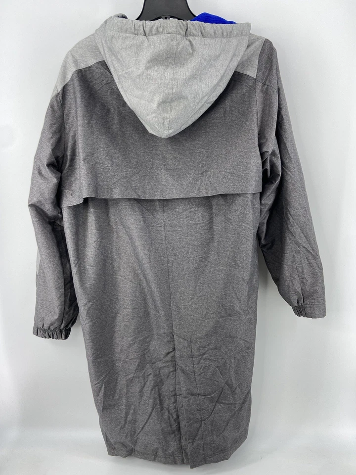 Speedo Parka Medium Gray Swim Team Jacket Long Warmup Coat Lined Hood Stadium - Image 2 of 4