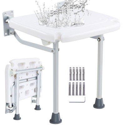 Wall Mounted Shower Seat 500lbs Folding Shower Bench Fold Down Handicapped Chair