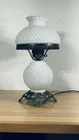 Vintage Hobnail Milk Glass Double Lamp Hurricane Parlor Gone With The Wind 20”