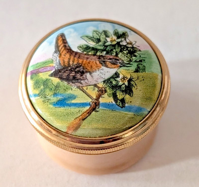 Halcyon Days Enamels Wren Bird Box   English Countryside Scene, England