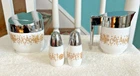 GEMCO PYREX SPRING BLOSSOM SUGAR CREAMER SALT & PEPPER SET