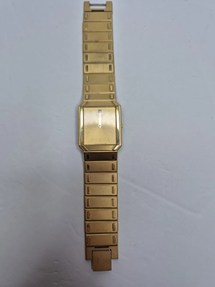 Reloj Seiko Tank Hombre 26mm Esfera Dorada Tono Dorado Rectángulo 7430-5479 PIEZAS Foto 2 de 4