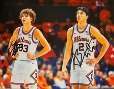 Andrej Stojaković Keaton Wagler Signed 8x10 Autograph Photo Illinois Fighting 🏀