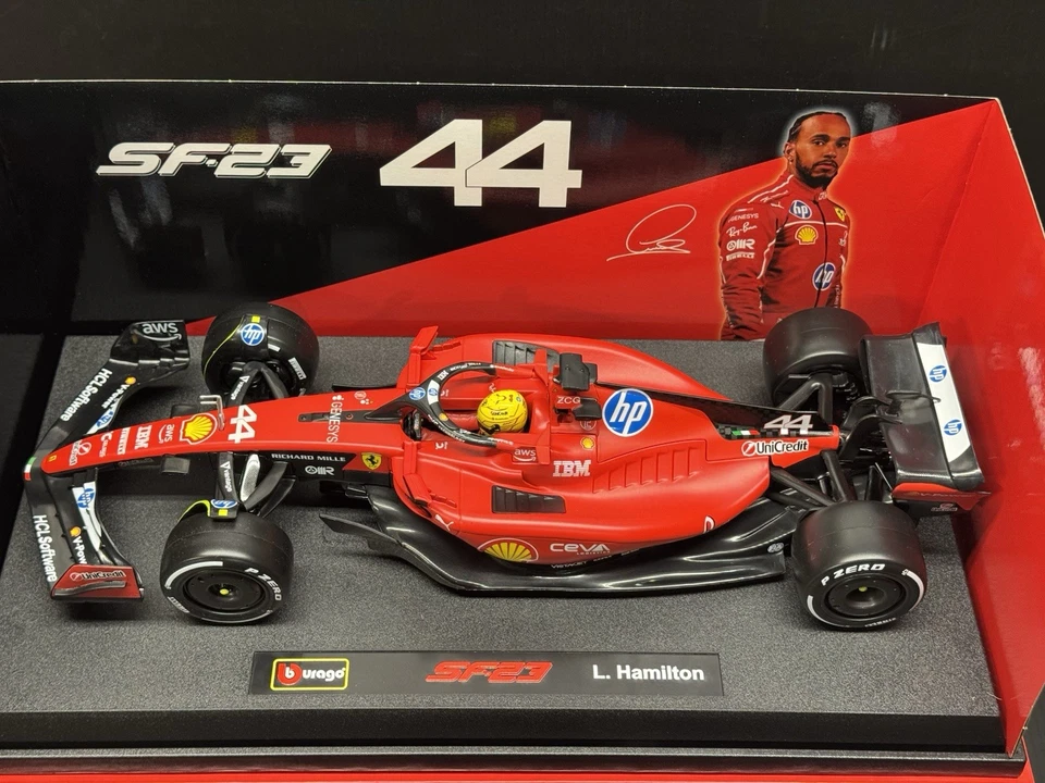 Lewis Hamilton Ferrari SF23 SF-23 First Test  1/18 Scale Diecast Car By Bburago - Image 4 of 4