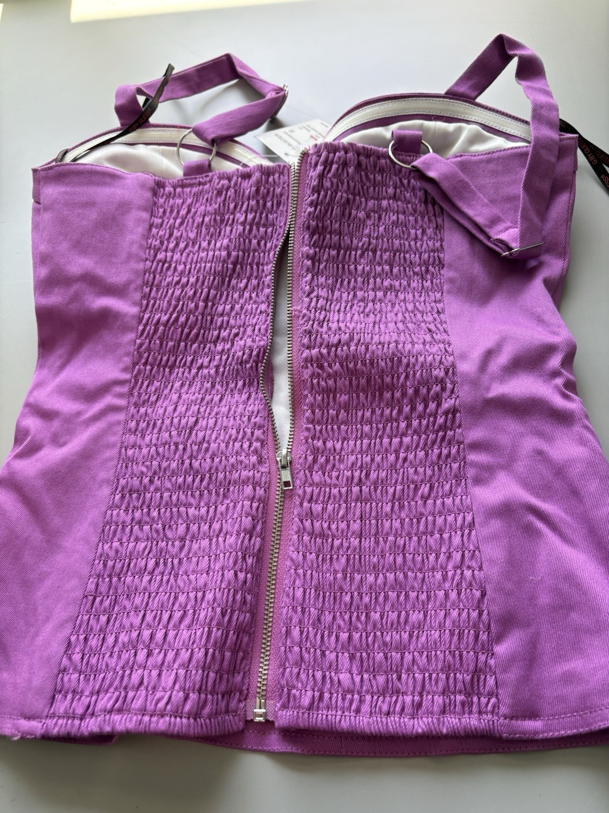 NWT G By Guess Joni Smocking Bustier top wireless camisole Size Small