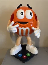Vtg M&M Orange Candy Character 36" Large Size Store Display On Wheels NICE