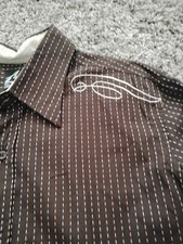 Mens Large Rusty Western Style Button Down Br...