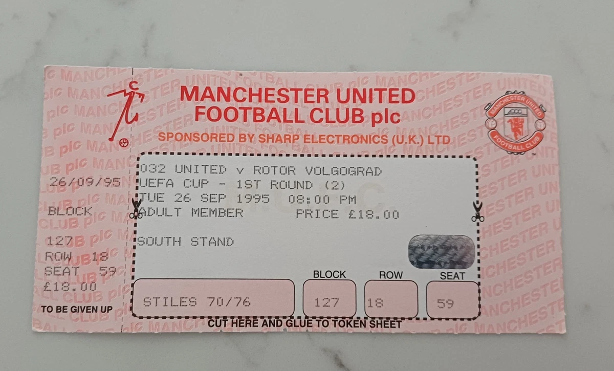 Manchester United Football European Club Fixture Tickets & Stubs