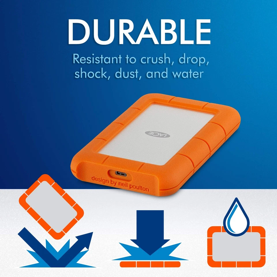 Rugged USB-C 2TB External Hard Drive Portable HDD – USB 3.0 compatible, Drop ... - Image 3 of 4