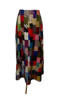 VINTAGE ROCK BUNT PATCHWORK 50ER 60ER 70ER STOFF A-LINIE MAXI GR M
