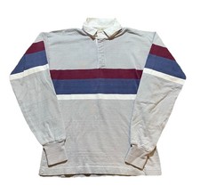 Vintage LL Bean Rugby Shirt Striped Heavy Cotton Polo 90s Made in USA Size XL