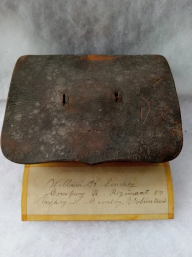 8TH MICHIGAN CAVALRY ID'D LEATHER ORIGINAL CARTRIDGE BOX W/ TINS 4TH INFANTRY?