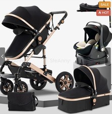 Baby Stroller Combo Car Seat, Baby Travel System with Isofix Base,Baby Pram 3in1