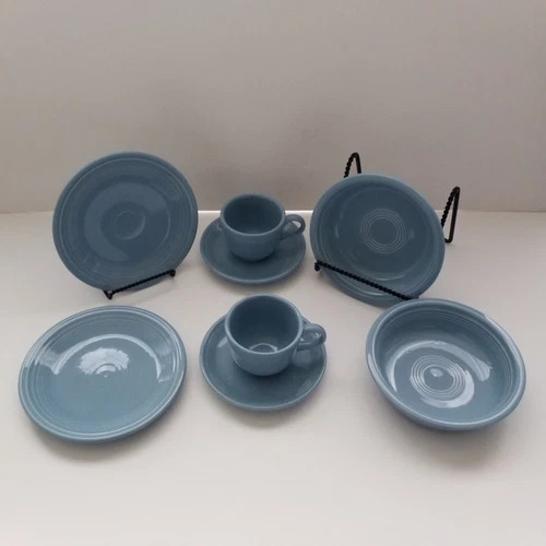 Vintage Fiesta Periwinkle Blue 8 Piece Setting Fiestaware Retired