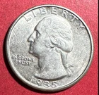 1935 US Washington SILVER Quarter! Choice AU! "Philadelphia" Mint Early Date!