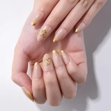 evpct Initial Letter French Tips Press On Nails Short Almond for Women Gift, ...