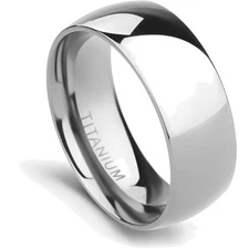 2mm 4mm 6mm 8mm 10mm Titanium Ring Plain Dome High Polished Wedding Band Comf...