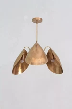 3 Light Curved Shades Pendant Mid Century Modern Raw Brass Sputnik chandelierr