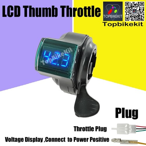 Ebike Thumb throttle with LCD digital voltage display for ebike 24V/36V/48V/72V