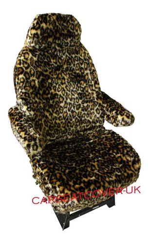For FIAT DUCATO MOTORHOME SEAT COVERS - LEOPARD FAUX FUR PAIR + ARMREST COVERS - 第 1/1 張圖片