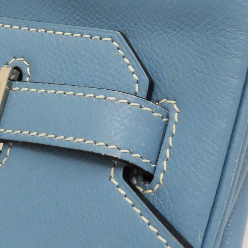 HERMES  Birkin 35 Handbag Leather Blue □I Stamp - Picture 17 of 18