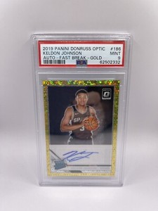 Keldon Johnson 2019 Panini Donruss Optic #186 Gold Rookie Auto #10/10 PSA 9 Mint