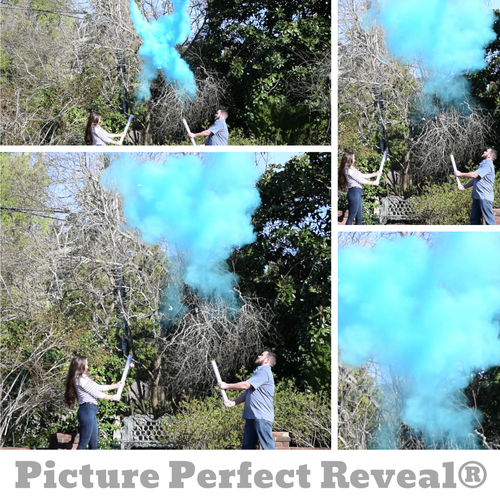 24&amp;amp;#034; GENDER REVEAL POWDER CANNON Smoke bomb blue pink boy or girl Gender Reveal