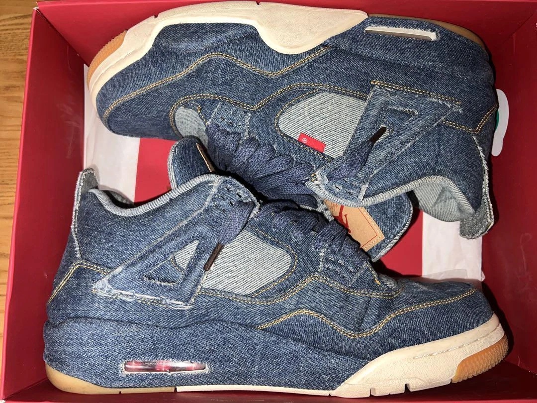 Men US 12.0 Nike Air Jordan 4 Retro Levi's Denim Butag 59116