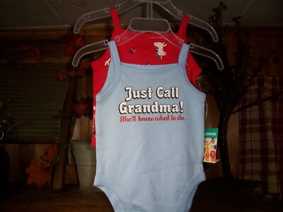 GARANIMALS BABY GIRLS 2 PIECE CAM SHIRT SET SIZE 0-3 MONTHS JUST CALL GRANDMA