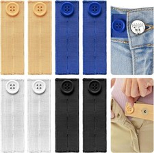 8PCs Pants Waist Button Extender Adjustable Waist Buckle Set Instant Waistban...