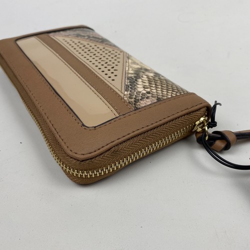 New Next Purse Wallet Clutch Brown Faux Leather Zip Around Coin Pouch Reptile - Picture 4 of 7