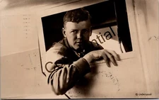 Real Photo 1927 Aviator Colonel Charles Lindbergh w/Flown Cancel Stamp RPPC R285