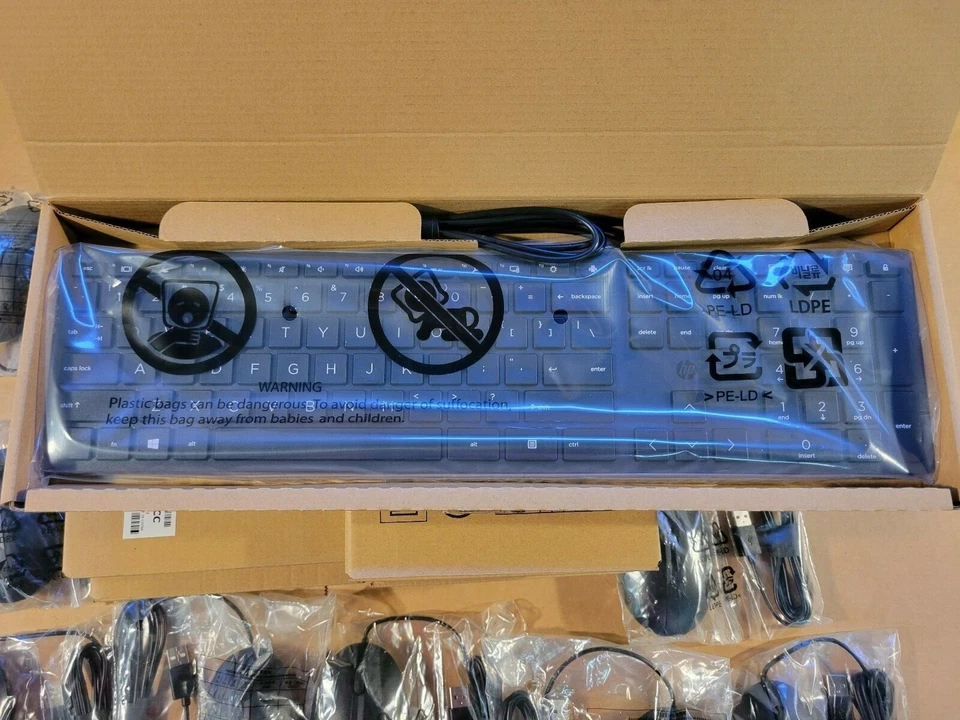 (10) LOTE DE 10 TECLADO USB HP 320K NUEVOS PRECINTADOS Y RATÓN USB HP 320M L96909-001 Foto 2 de 4