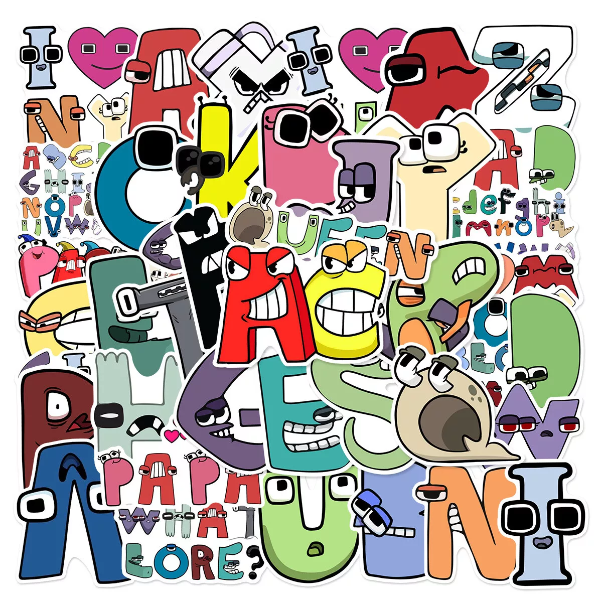 Cartoon Game Alphabet Lore Stickers For Laptop Skateboard Motor