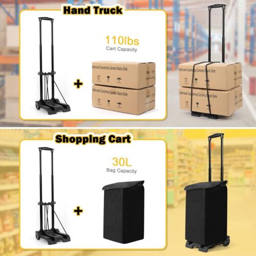 SELORSS Folding Hand Truck, Heavy Duty 50Kg/110LBS Loading Capacity 2 Wheels - Picture 2 of 17