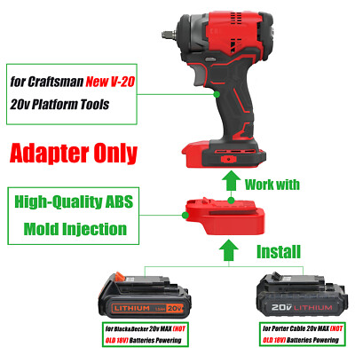 Adapter for Porter Cable/ Black+Decker 20V Battery to for Craftsman New 20V Tool