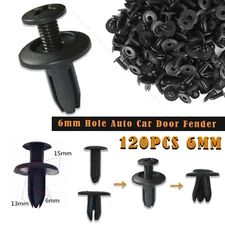 120 pcs Black Auto Car Door Fender 6mm Hole Push Plastic Rivets Retainer Clips
