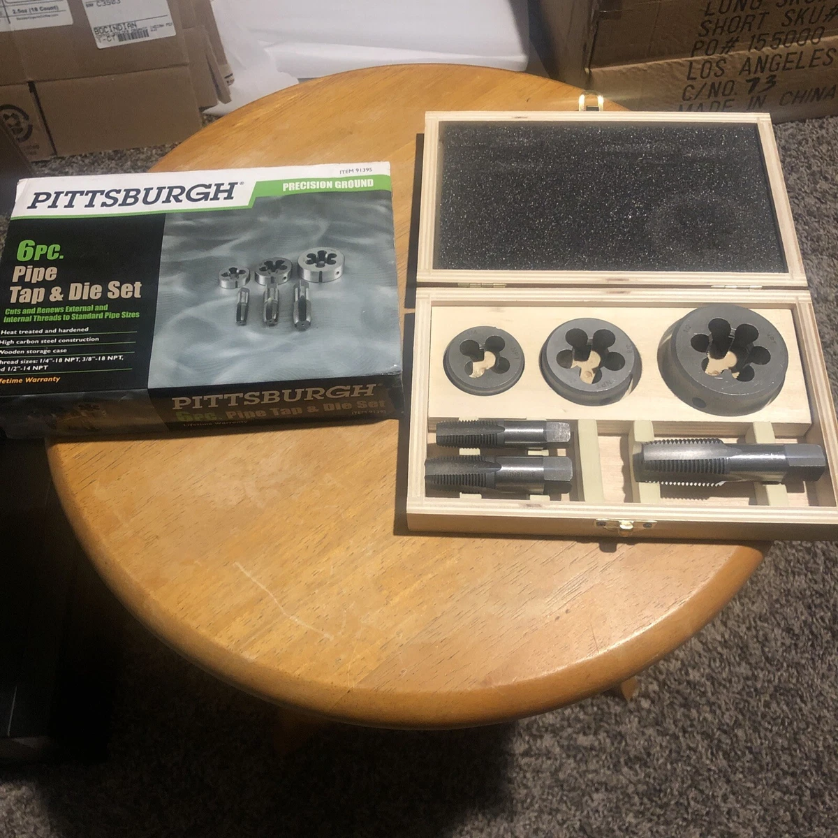 Pittsburgh pipe tap & die set on sale 6 pc