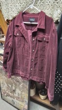 Vintage North Crest Jacket 22w/24w 3x Maroon Button Up Corduroy Cotton
