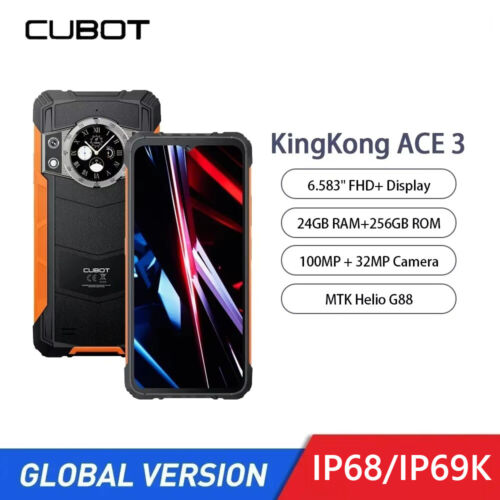CUBOT KINGKONG ACE 3 120Hz 4G Rugged Cellphone 24GB RAM 256GB ROM 100MP NFC IP68