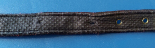 Black coloured fabric belt with red balls of wool pattern - Picture 4 of 8