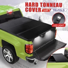 Hard Tri-Fold 5FT Truck Bed Tonneau Cover For Toyota Tacoma 2016-2024 W/ Lamp