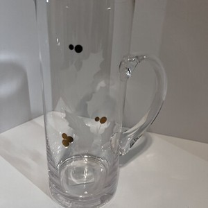 Lenox Christmas Holiday Gold Glass Beverage Pitcher 2.35 LB Clear -