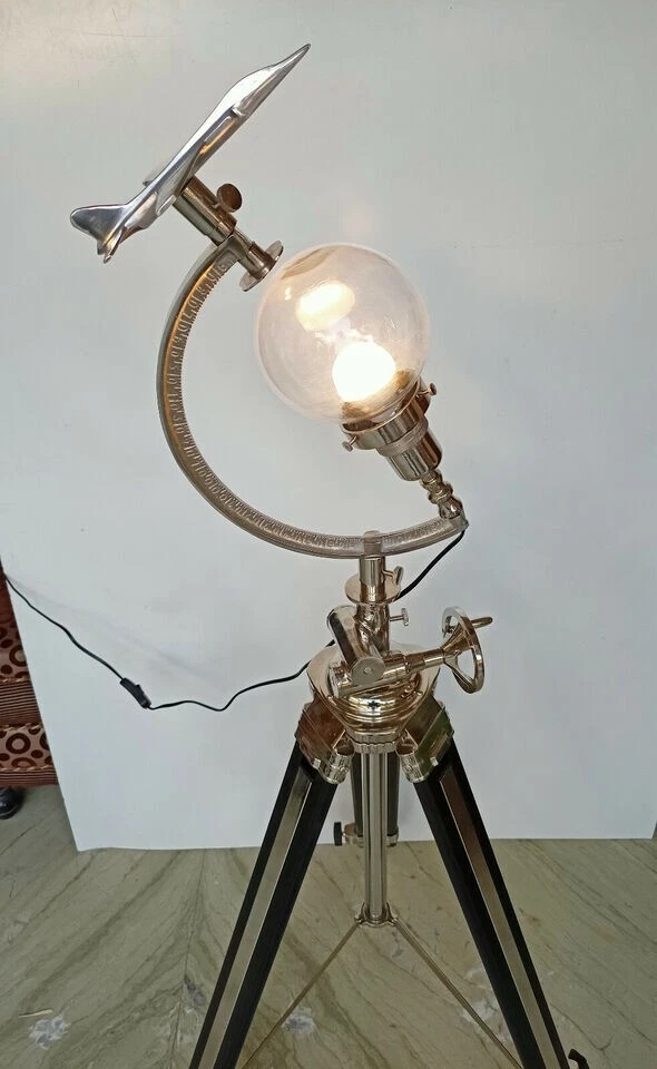 Lámpara de Pie Ajustable Negro Trípode Modelo de Avión Lámparas de Iluminación Decorativas para el Hogar Foto 3 de 4