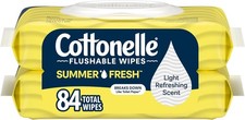 Summer Fresh Scented Flushable Wipes, 2 Flip- Packs, 42 Wet Wipes per Pack