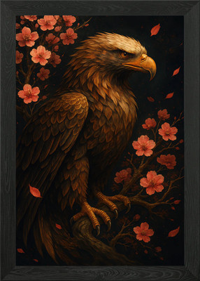 Adler unter Kirschblüten Gerahmtes Wandbild Poster Leinwanddruck Bild